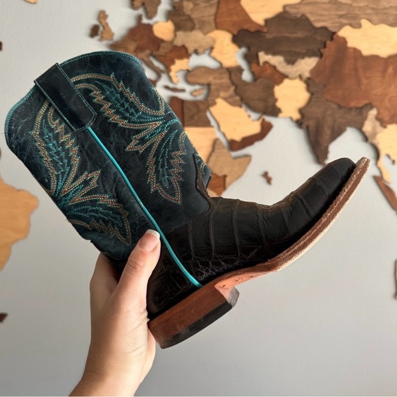 Macie Bean Caiman Reptile Print “Bite in Shining Armor” Cowgirl Boots Size 13 - Picture 10 of 10